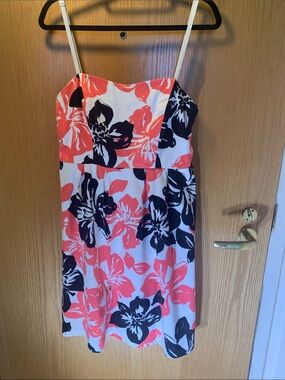 Cato Floral Sundress in Coral, Black & White Floral - Size 12